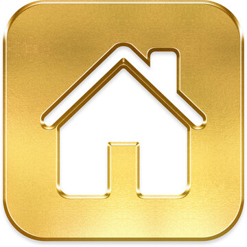 Home gold metallic square icon house main dashboard residence