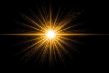 Fototapeta premium Radiant golden burst illuminating a dark background with star-like rays.