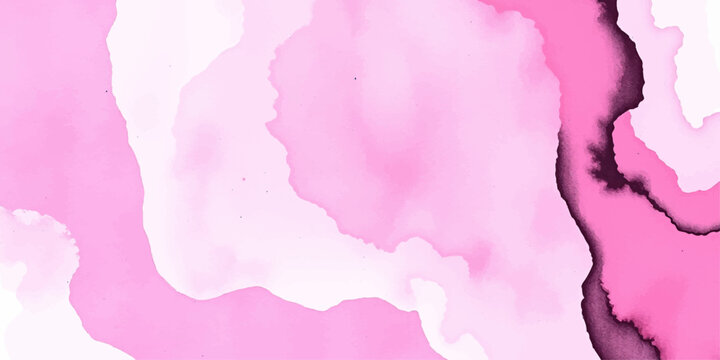 An abstract pink hand painted watercolor texture background featuring a 3d paper torn map outline design with a ripped border shape