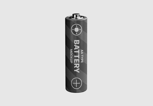 AA Type Battery Mockup &ndash; Isolated Branding Presentation (PSD)