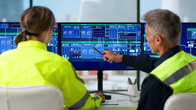Manager And Engineer Discuss SCADA System Controls.