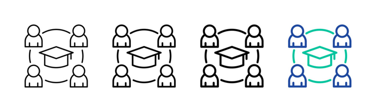 University Collaboration Icon Collection Different Style Outline