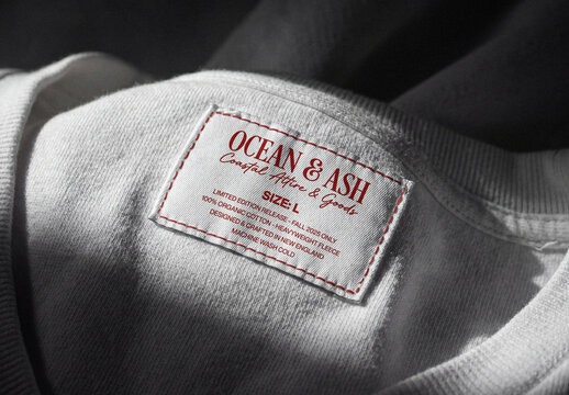 Stitched T-Shirt Neck Label Mockup