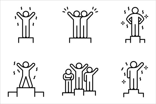 Winner icon set. Attainment, competition, win, vector illustration on white background