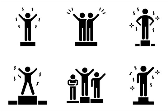 Winner icon set. Attainment, competition, win, vector illustration on white background