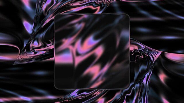 Abstract animated metallic liquid background with glass effect
