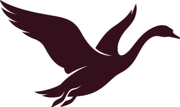 Silhouette of flying duck with transparent background for nature illustrations