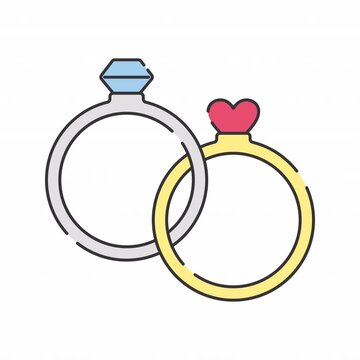 Wedding Rings Flat design style icon animation with minimal, smooth transitions, and simple. No background. Alpha Channel