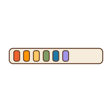 Retro computer loading bar with rainbow pride flag colors. Vintage style user interface progress status bar. Vector illustration isolated on white background.
