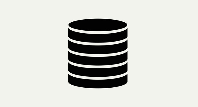Database icon, stack of coins, data storage, digital information