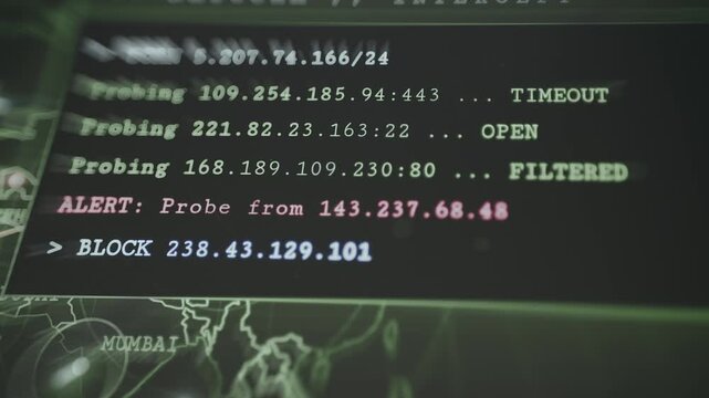Firewall successfully identifying and blocking potentially malicious scanning traffic