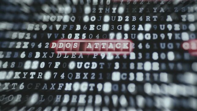 Pattern of alphanumeric characters with word DDOS ATTACK highlighted
