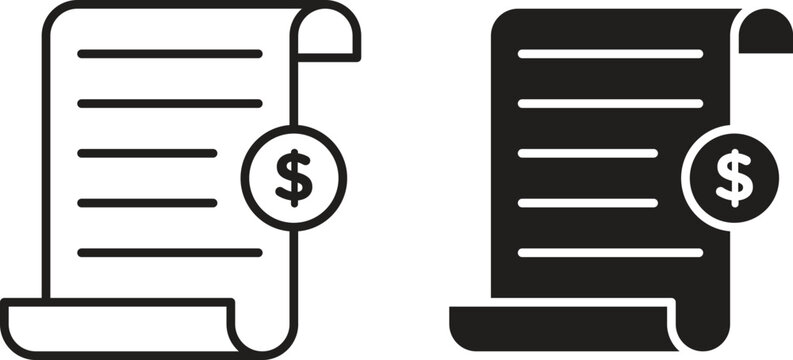 Receipt icon design for signs, logo, apps or website