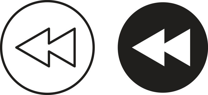 Rewind button icon design for signs, logo, apps or website