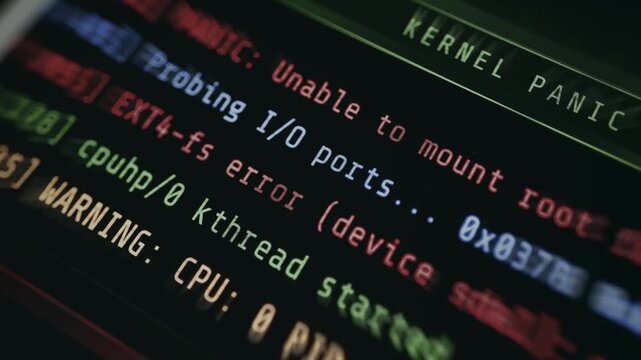 Kernel Panic screen indicting a critical system crash