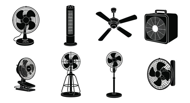 various fan types silhouette ceiling tower desk