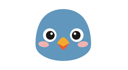 Cute Blue Bird Face Icon, Cartoon Character, Simple Vector Art © padang