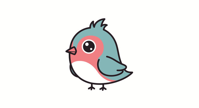Cute cartoon bird illustration, simple and colorful