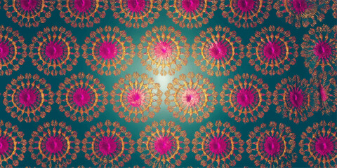 Abstract seamless colorful dot pattern with floral retro mandala ornament texture wallpaper design © JAFOR