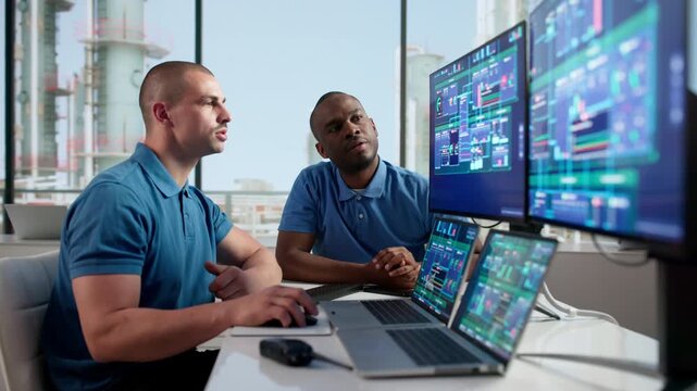 Employees Monitoring Chemical Plant Production Using PC