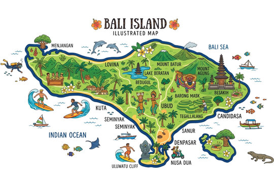 Bali map illustration