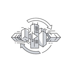 Obraz premium A minimalist graphic illustration showing urban development and city growth cycles