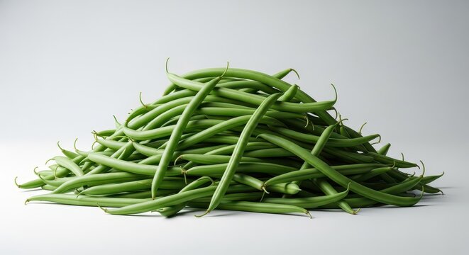 A vibrant pile of raw, fresh green beans, recently harvested and ready for cooking. The bright color signifies healthy eating and natural flavor, green beans, cuisine, unprocessed