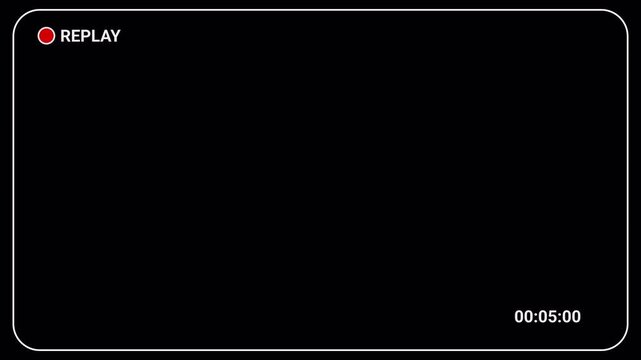 Video Camera Replay Screen Overlay on Black Background, Playback Interface, Camcorder Viewfinder, Digital Timecode, Recording Monitor, CCTV Surveillance 4k video