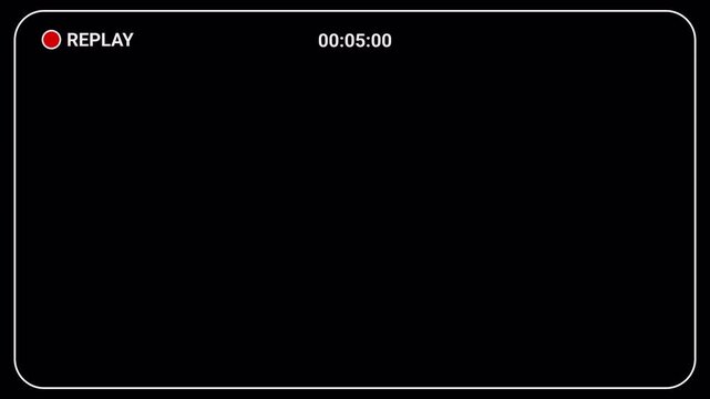 Video Camera Replay Screen with Digital Timecode, Camcorder Viewfinder Overlay, Recording HUD, Playback Interface UI, CCTV Monitor 4k video