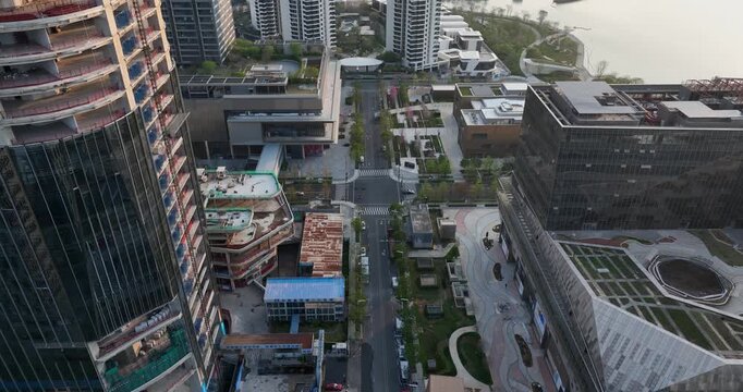 Aerial footage of landscape in shenzhen city, China 