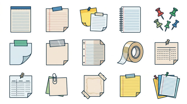 Collection of Stationery Items and Office Supplies.