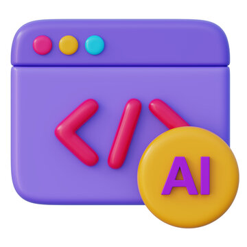 Ai code development window 3d for software engineering and digital transformation data processing