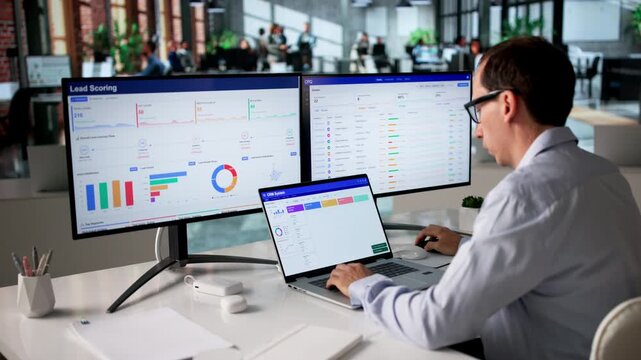 Sales Manager Reviewing Customer Data On Computer