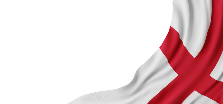 England flag waving with fabric texture isolated on transparent background with copy space 3D render