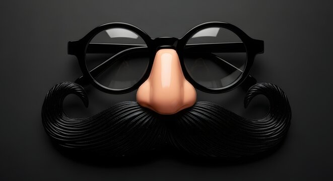Vintage style disguise mask on dark bg