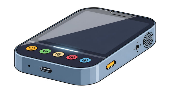 Modern portable electronic device with touchscreen and control buttons