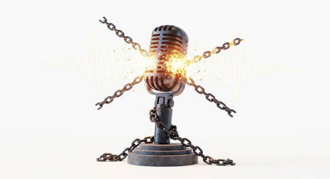 Breaking Free Microphone Shattering Chains Illustration
