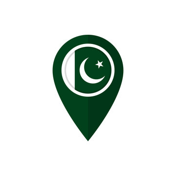 Location pin with flag of Pakistan. Map marker or pointer with Pakistani flag