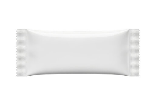 Clean white snack food wrapper with rounded edges isolated on transparent background