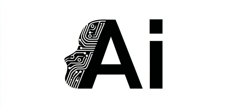 Artificial intelligence logo with circuit board pattern forming human face silhouette, symbolizing technology and innovation