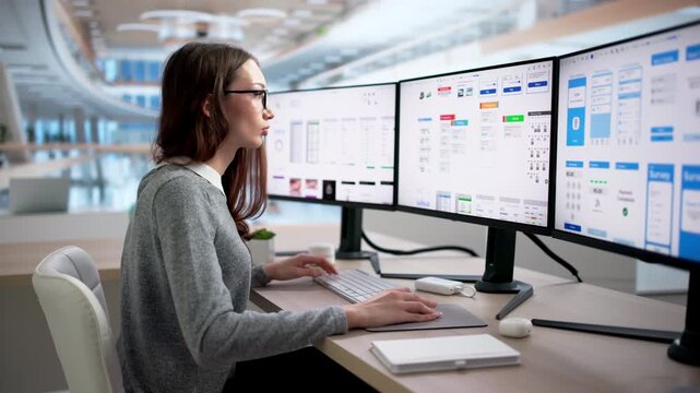 Female UX Designer Working On Web App Design