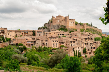 Fototapeta premium Alquezar Medieval Village and Collegiate Church in Aragon Spain