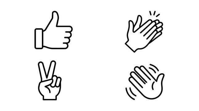 Four distinct hand gestures in black line art on.