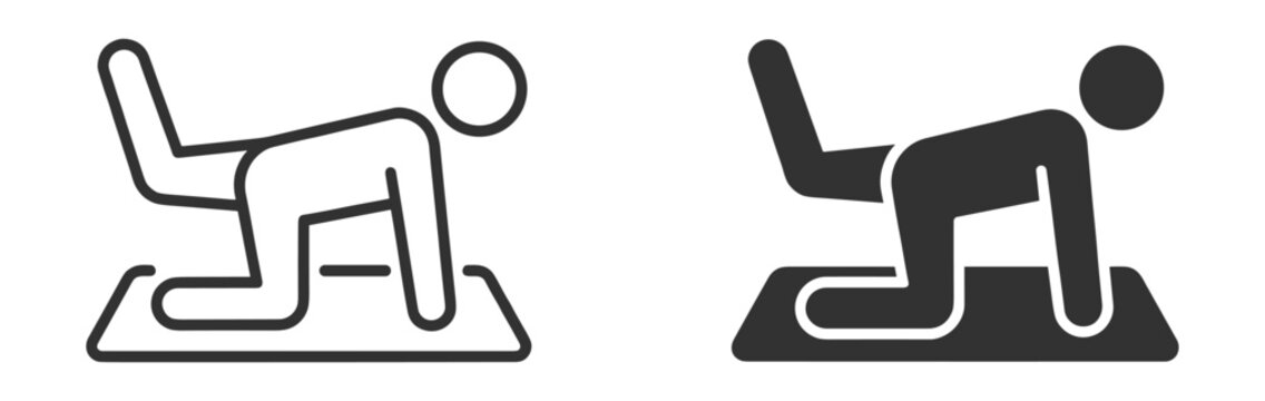 Donkeykick fitness icon collection, glute exercise and workout symbols on transparent background