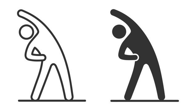 Stretching fitness icon collection, flexibility and exercise symbols on transparent background