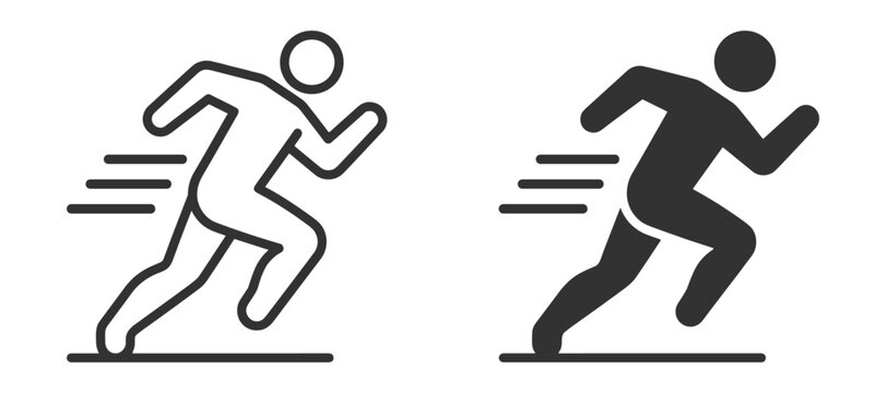 Running fitness icon collection, runner and cardio training symbols on transparent background
