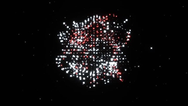 White and Red Moving Abstract Neon Shining Fantasy Crystalline Matter Background VJ Loop in 4K