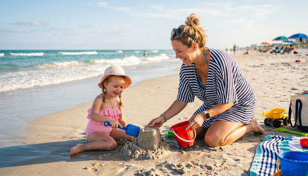 Mom spending time with kid at the beach
freepik