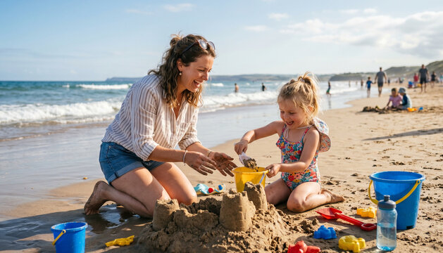 Mom spending time with kid at the beach
freepik