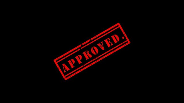 approved rubber stamp text isolated on black and green screen black background